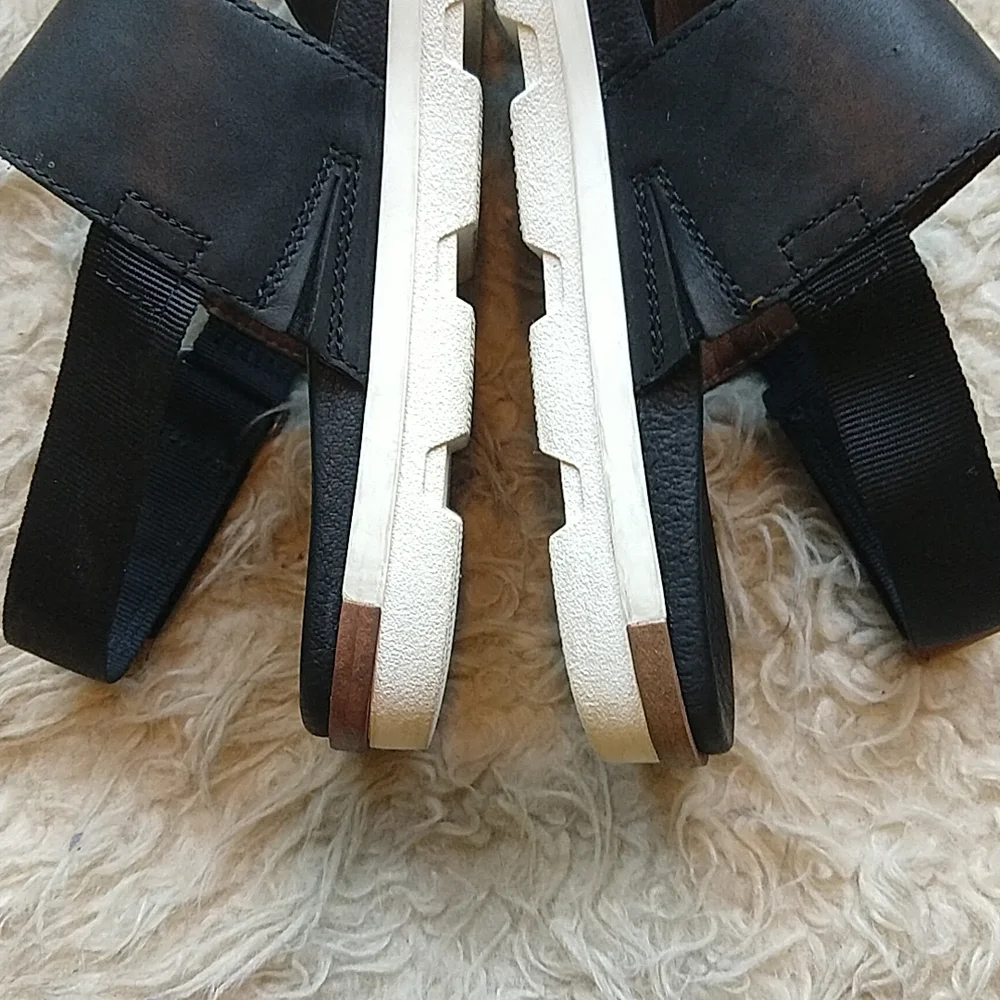 Sorel Torpeda Sandals Black Sling Back Flat Comfortable 10
